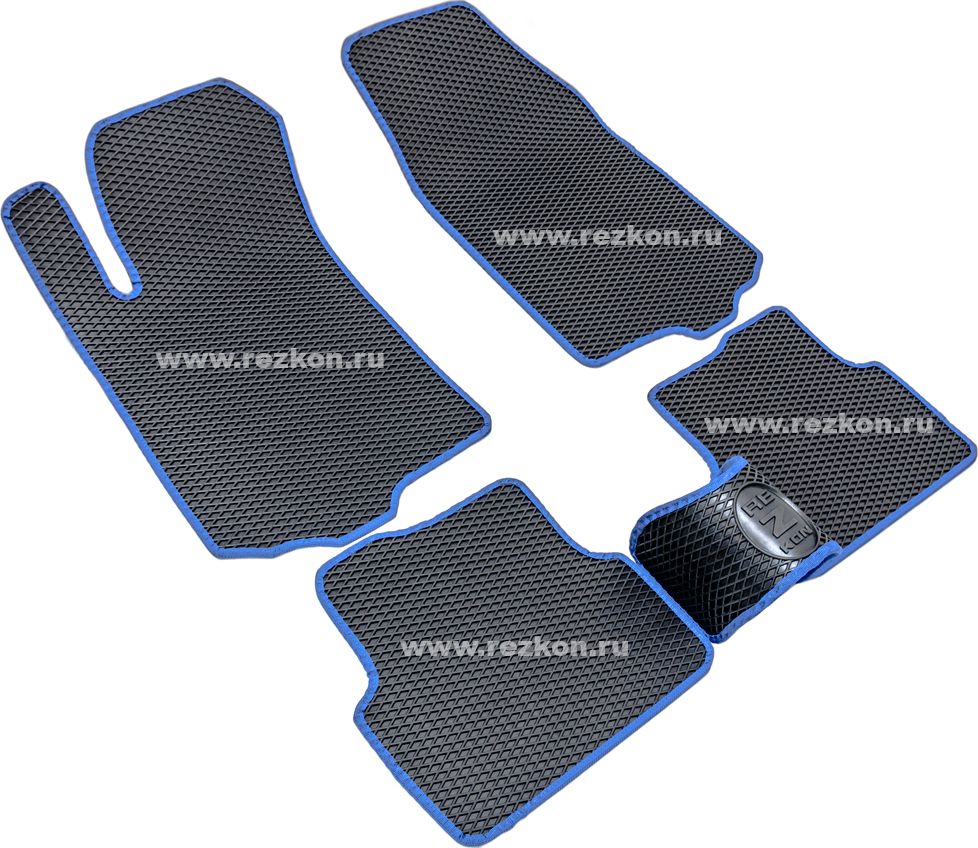 Коврики Rezkon EVA для салона Chevrolet Aveo II T300 2012-2015 Синий кант. Артикул 9012005203