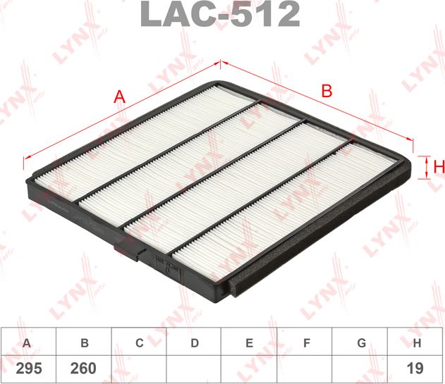 Салонный фильтр LYNXauto для Acura MDX I 2000-2005. Артикул LAC-512