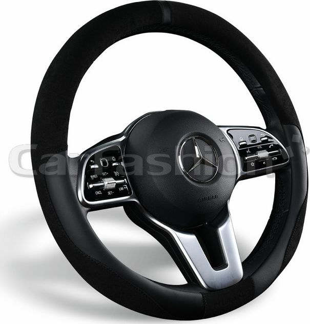 Оплётка на руль CarFashion Tag (размер M, искусственная замша/экокожа, цвет ЧЕРНЫЙ). Артикул 31604