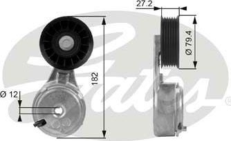 Натяжной ролик (натяжитель) приводного поликлинового ремня Gates DriveAlign® для Chevrolet Venture 1998-2004. Артикул T38104