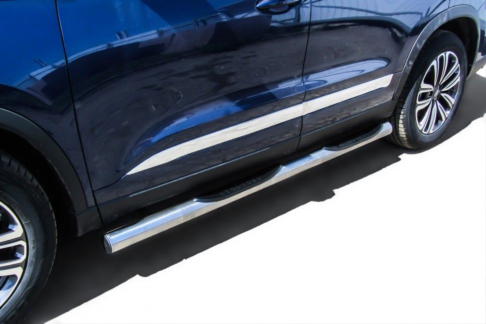 Пороги Slitkoff труба d76 с проступями для Chery Tiggo 8 2018-2026. Артикул CT8-003