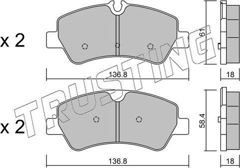 Тормозные колодки Trusting задние для Ford Transit VIII 2013-2026. Артикул 1007.0