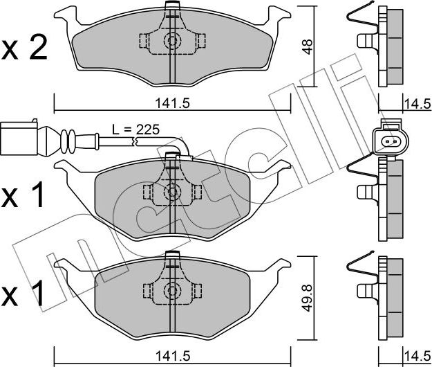 Тормозные колодки Metelli передние для Audi A2 2001-2005. Артикул 22-0345-1