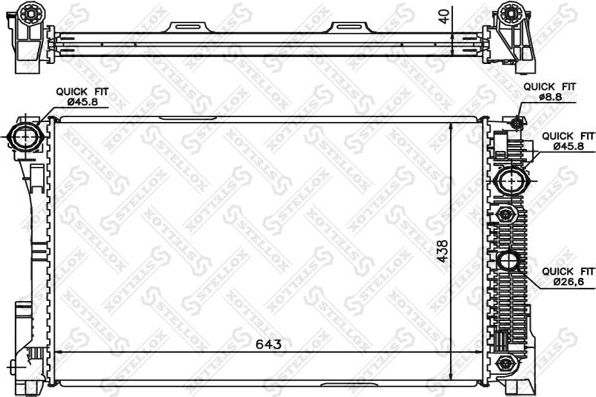 Радиатор охлаждения двигателя Stellox. Артикул 10-26555-SX