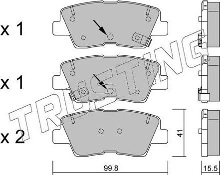 Тормозные колодки Trusting задние для Kia Rio IV 2017-2026. Артикул 903.1