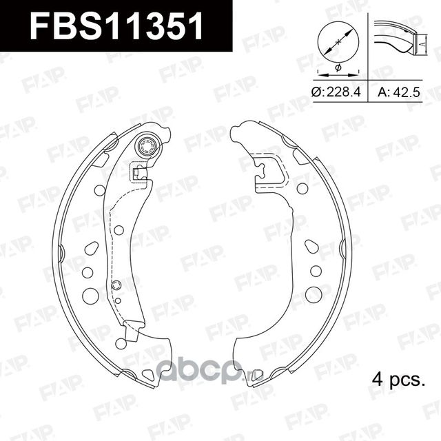 FBS11351 КОЛОДКИ ТОРМОЗНЫЕ БАРАБАННЫЕ (FAP). Артикул FBS11351