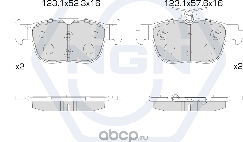 Колодки тормозные керамические, задние (NGN). Артикул 3502313