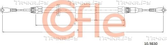 Трос ручника (тросик ручного тормоза) Cofle. Артикул 10.9830