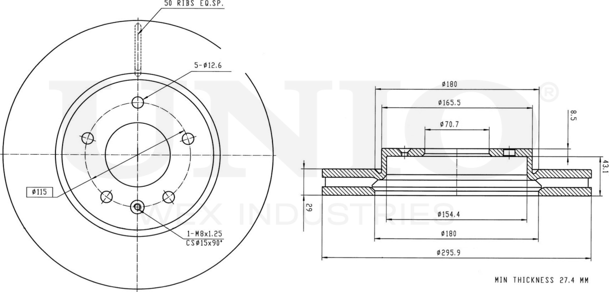 Диск тормозной (Unio). Артикул BRD-20121