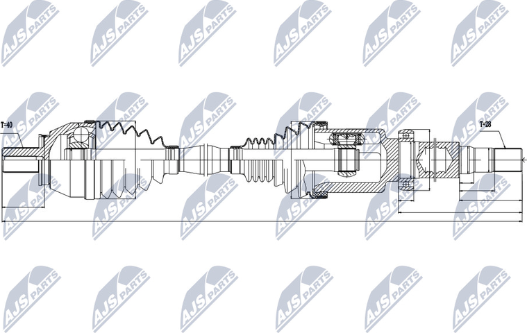 Полуось (привод в сборе, приводной вал) NTY. Артикул NPW-VV-034