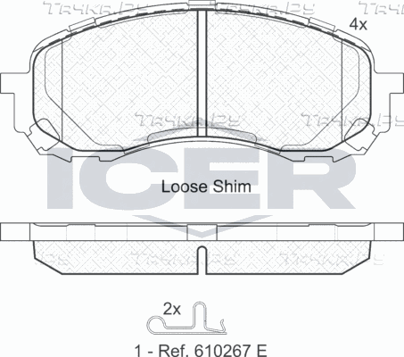 Тормозные колодки Icer передние для Subaru Impreza II 2001-2009. Артикул 181800