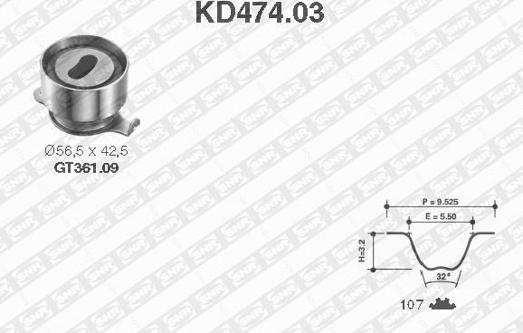 Ремень ГРМ с роликами (комплект) NTN / SNR. Артикул KD474.03