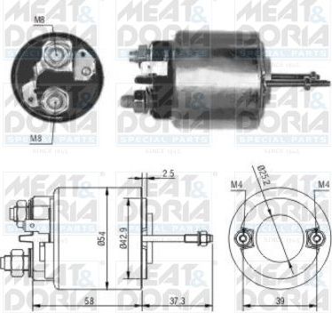 Втягивающее реле стартера Meat & Doria. Артикул 46009