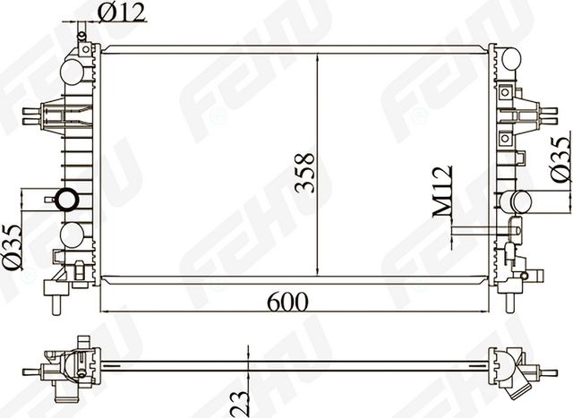 Радиатор охлаждения (сборный) для Opel Astra H (04-)/Zafira B (05-) 1.6i/1.8i MT (Fehu). Артикул frc1109m