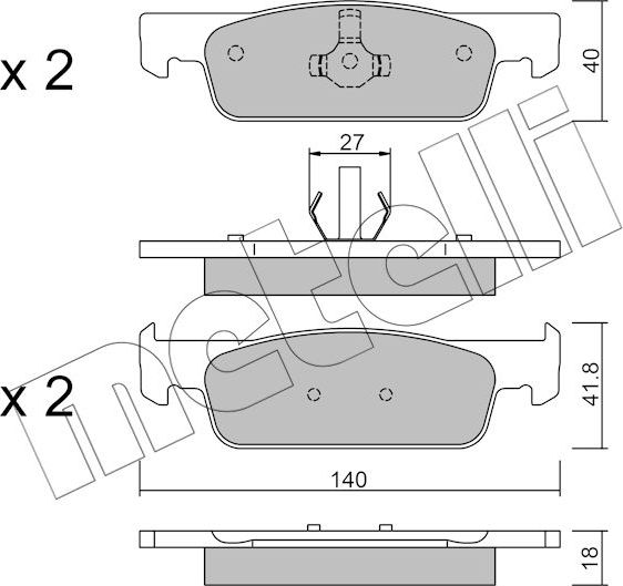 Тормозные колодки Metelli передние для Renault Twingo III 2014-2026. Артикул 22-0975-3