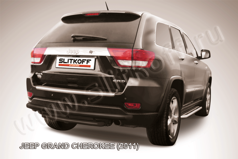 Защита Slitkoff заднего бампера d57/57 двойная ЧЕРНАЯ матовая для Jeep Grand Cherokee WK2 2011-2014. Артикул JGCH008B