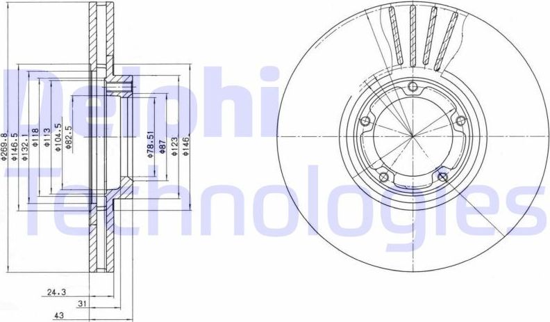 Тормозной диск Delphi. Артикул BG3366