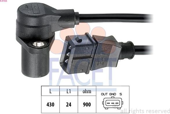 Датчик положения коленвала Facet Made in Italy - OE Equivalent. Артикул 9.0156