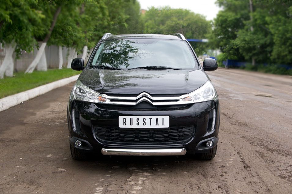 Защита RusStal переднего бампера d76 (дуга) для Citroen C4 Aircross 2012-2017. Артикул C4Z-000550