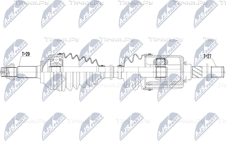 Полуось (привод в сборе, приводной вал) NTY. Артикул NPW-NS-055