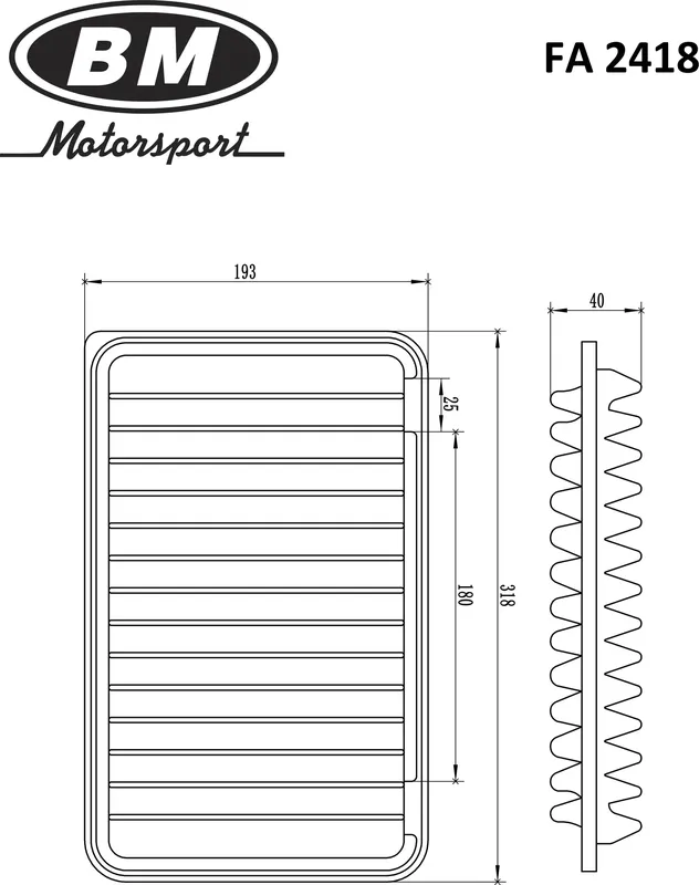 Фильтр воздушный (BM). Артикул FA2418