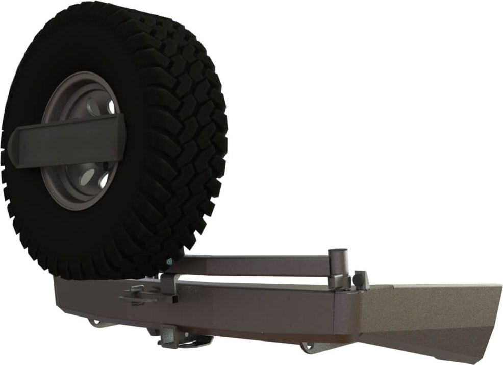 Бампер силовой STC задний для Mitsubishi Pajero Sport II 2008-2015 c квадратом под фаркоп, кронштейном крепления запасного колеса по центру и кронштейном крепления гос номера. Артикул STC-MPS2-BR-C1