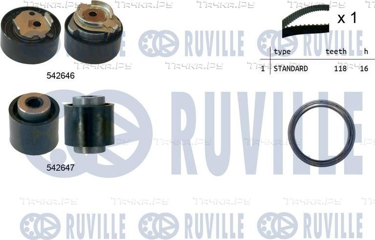 Ремень ГРМ с роликами (комплект) Ruville для Peugeot 2008 II 2019-2026. Артикул 550377