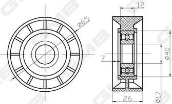 Направляющий (ведущий) ролик ремня ГРМ GMB. Артикул GTC0990