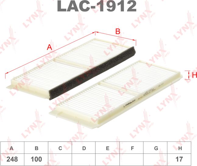 Салонный фильтр LYNXauto. Артикул LAC-1912