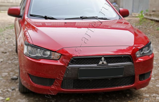 Накладки Русская Артель на передние фары (реснички) для Mitsubishi Lancer 10 2007-2017. Артикул REML-003200