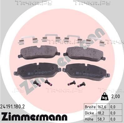 Тормозные колодки Zimmermann передние для Land Rover Range Rover III 2002-2012. Артикул 24191.180.2
