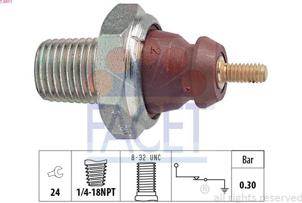 Датчик давления масла Facet Made in Italy - OE Equivalent для Mazda 2 I (DY) 2003-2007. Артикул 7.0011