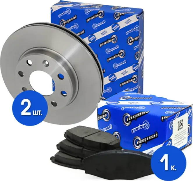 Диски тормозные с колодками передние комплект (Riginal). Артикул RGDF1609KIT