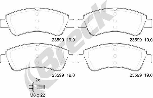 Тормозные колодки Breck. Артикул 23599 00 701 00
