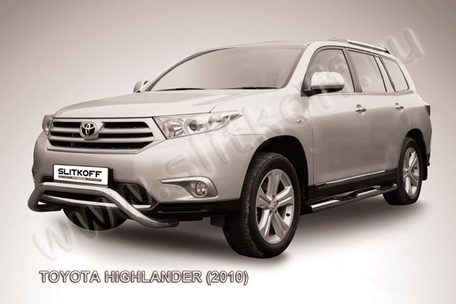 Кенгурятник Slitkoff d57 низкий мини для Toyota Highlander II 2010-2014. Артикул THI002