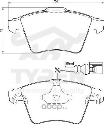 Колодки тормозные дисковые | перед | (Tyren). Артикул TYR1219831
