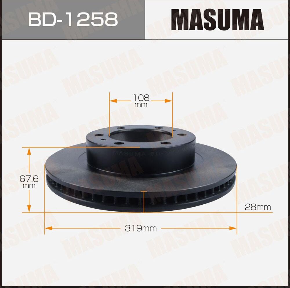 Диск тормозной передний (BD-1258) MASUMA Masuma. Артикул BD1258