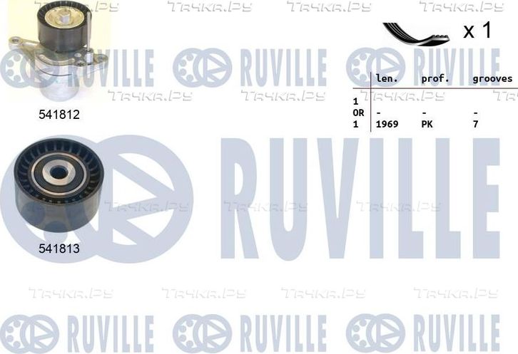 Приводной ремень поликлиновой с роликами (комплект) Ruville. Артикул 570192