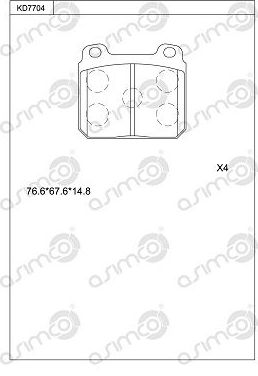 Тормозные колодки Asimco передние для Mercedes-Benz Vito III (W447) 2014-2026. Артикул KD7704