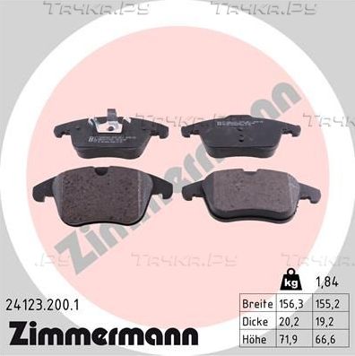Тормозные колодки Zimmermann передние для Volvo XC70 II 2007-2016. Артикул 24123.200.1