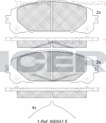 Тормозные колодки Icer передние для Toyota Highlander IV (U70) 2019-2026. Артикул 182417