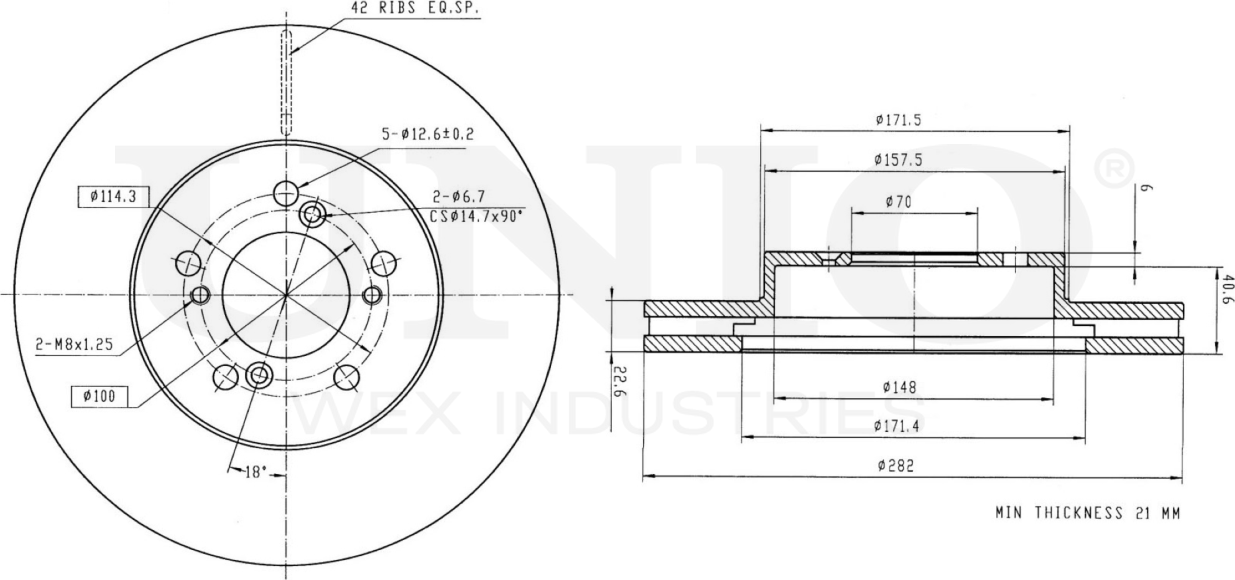 Диск тормозной (Unio). Артикул BRD-20237