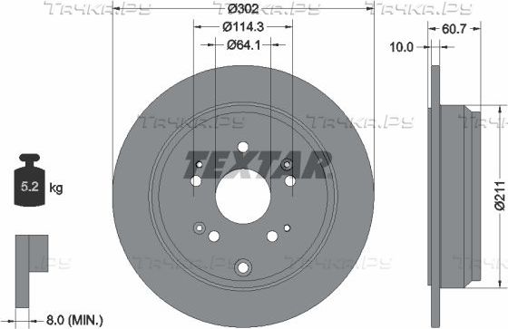 Тормозной диск Textar Pro. Артикул 92227203