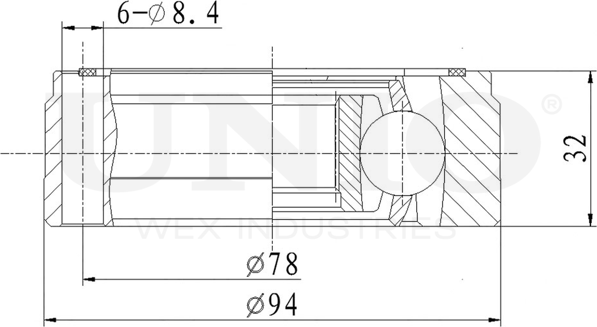ШРУС внутренний (Unio). Артикул CVJ-30005