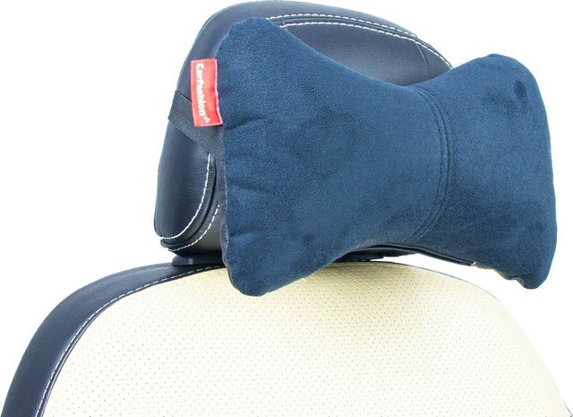 Подушка под шею CarFashion ортопедическая Экокожа/замша, цвет Черный/Черный/Черный. Артикул 41076