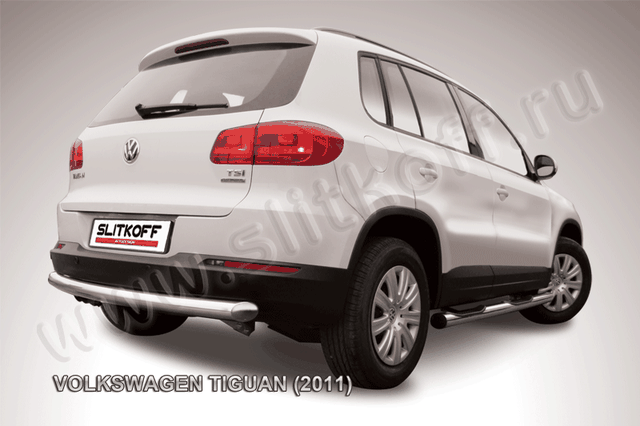 Защита Slitkoff заднего бампера d76 радиусная для Volkswagen Tiguan 2011-2016. Артикул VWTIG-009