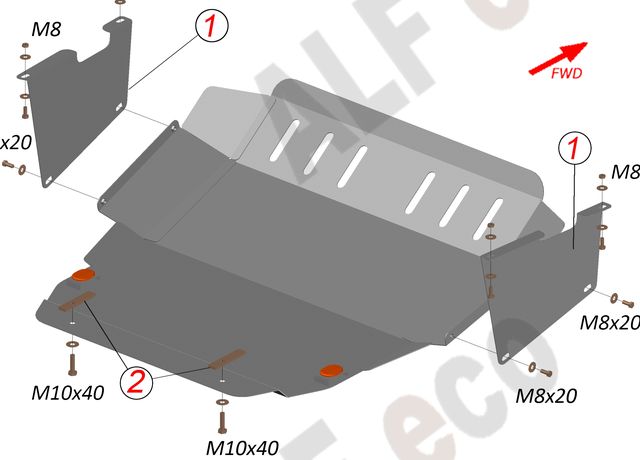 Защита алюминиевая Alfeco для картера и КПП Volkswagen Caravelle T4 1990-2003. Артикул ALF.26.21 AL4