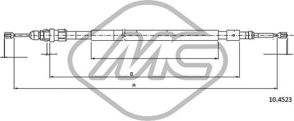 Трос ручника (тросик ручного тормоза) Metalcaucho. Артикул 80840