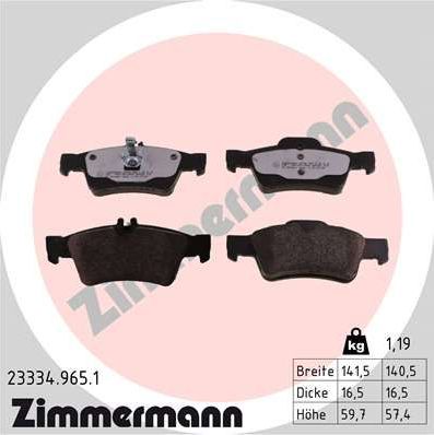 Тормозные колодки Zimmermann rd:z. Артикул 23334.965.1