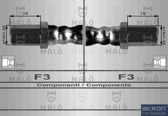 Тормозной шланг Malò задний для ВАЗ Samara (2108, 2109, 2113, 2114) 1986-2013. Артикул 8511